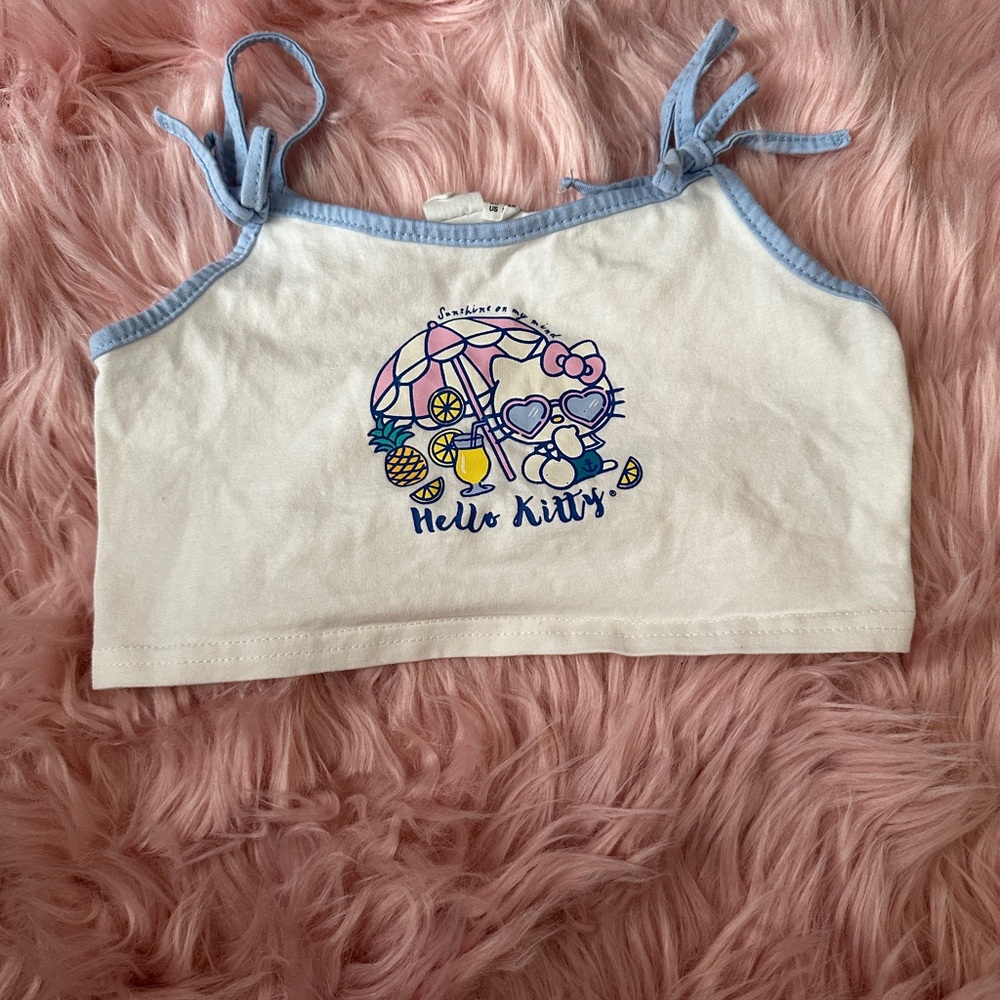 SHEIN x Hello Kitty Girls Blue and White Crop Top size 8